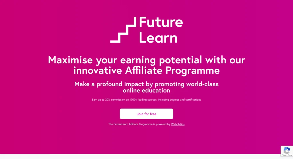 FutureLearn Education Affiliate Marketing Program homepage