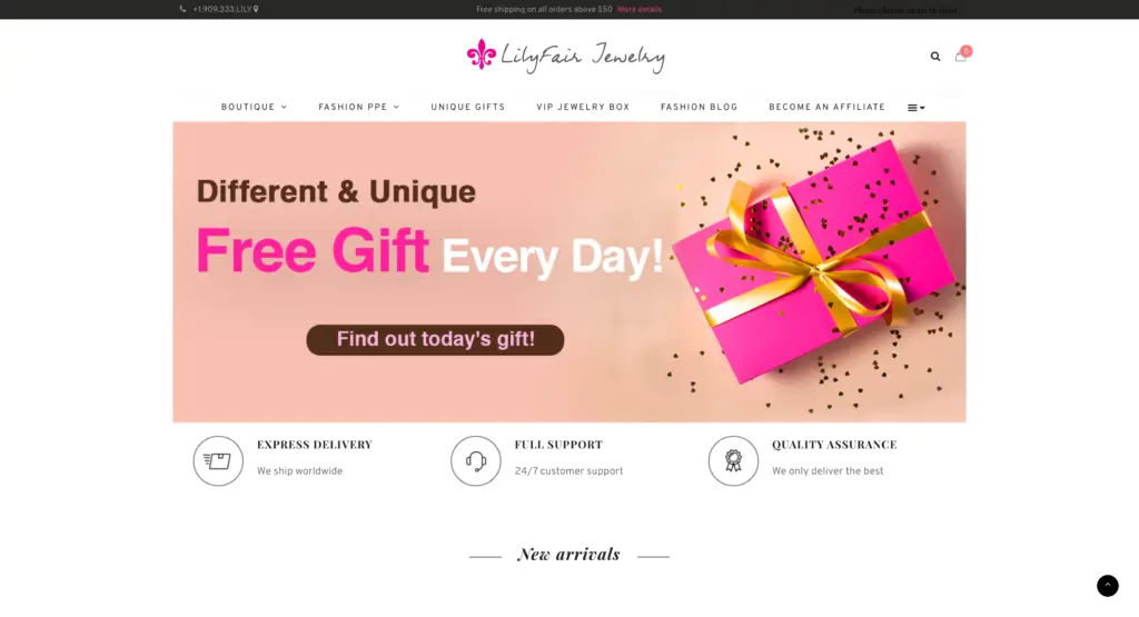 LilyFair Jewelry Affiliate Program - homepage