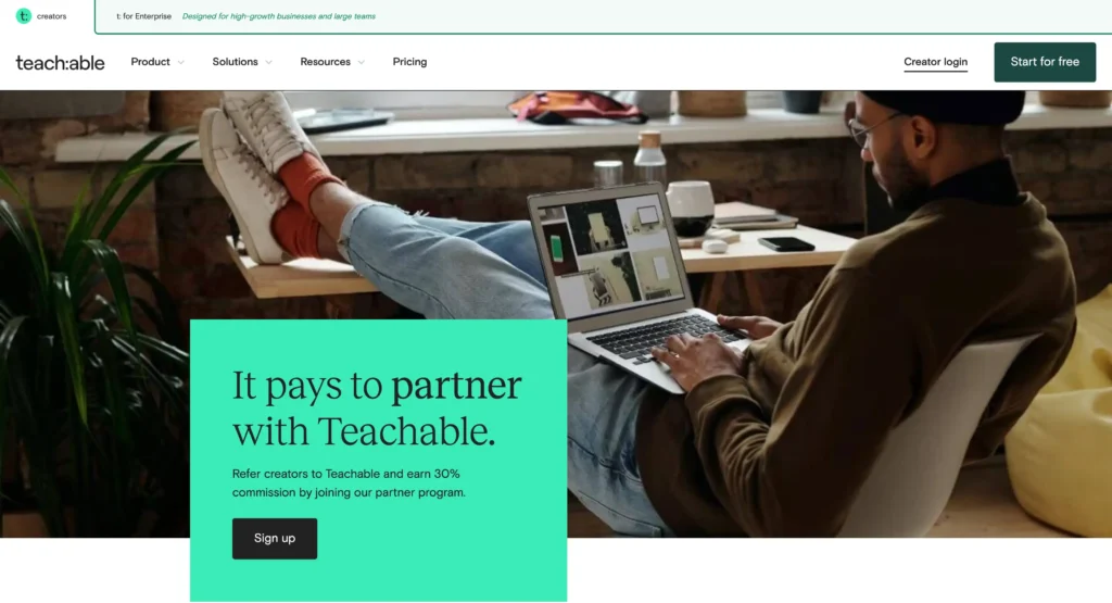 Teachable Education Affiliate Marketing Program homepage